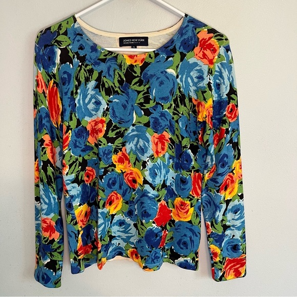 Bundle of 2 JNY Floral Paisley Pullover Sweater Silk Blend Knit Petite Sz S - Picture 2 of 16